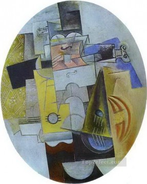  1912 Oil Painting - Musical Instruments 1912 Cubism
